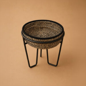 Woven Basket Planter with Metal Stand