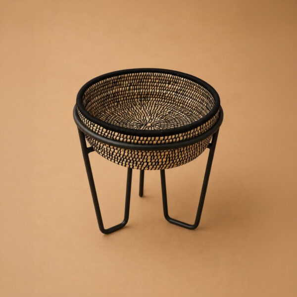 Woven Basket Planter with Metal Stand