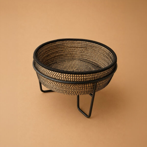 Woven Basket Planter with Metal Stand