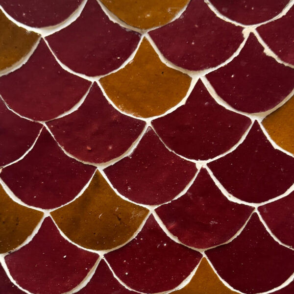 Fish Scale in Wine & Amber 2 Fishscale in Cerise & Sienna