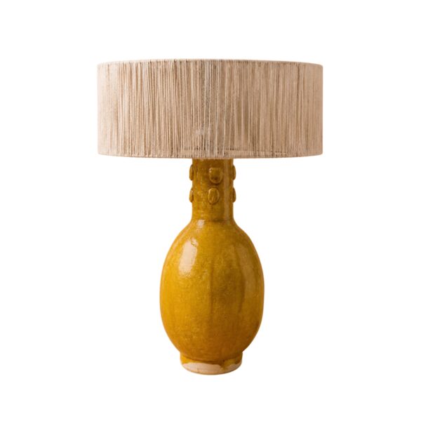 Handmade Lamp Made From Yellow Gazed Clay Handmade Lamp Made From Yellow Glazed Clay