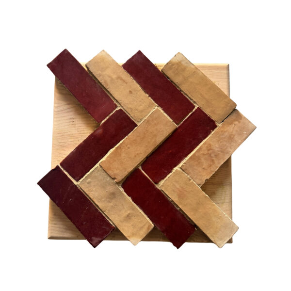 Herringbone Pattern Wine in Natural Clay
