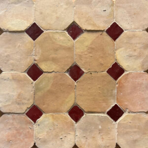 Octagon Natural Clay with Wine Cabochons Squares