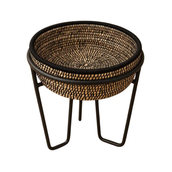 Woven Basket Planter with Metal Stand